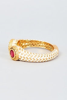 Gold Finish Ruby Synthetic Stone Bangle