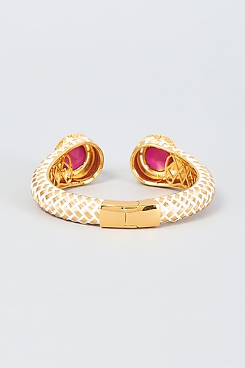 Gold Finish Ruby Synthetic Stone Bangle
