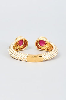 Gold Finish Ruby Synthetic Stone Bangle
