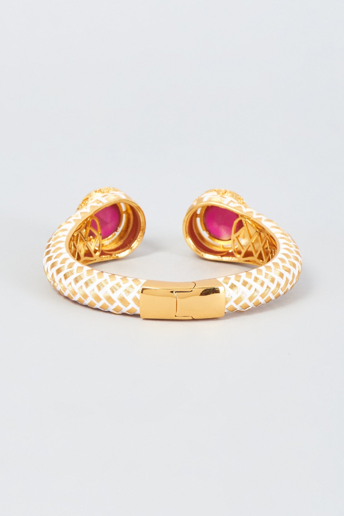 Gold Finish Ruby Synthetic Stone Bangle