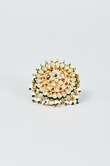 Gold Finish Kundan Polki Ring