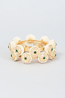 Gold Finish Pearl Bangles (Set Of 2)