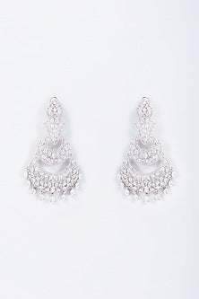 White Finish Zircon Dangler Earrings