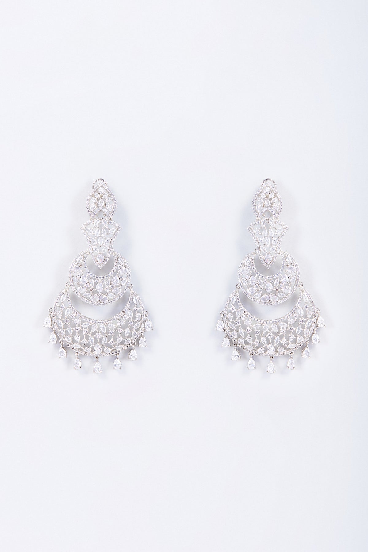 White Finish Zircon Dangler Earrings