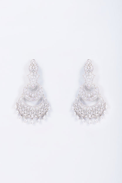 White Finish Zircon Dangler Earrings