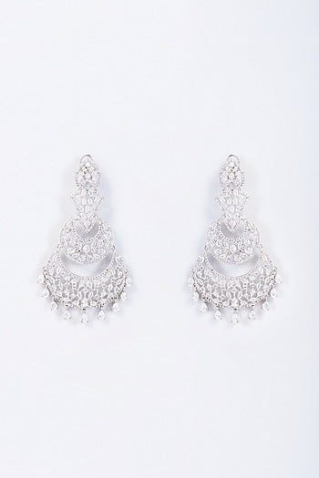 White Finish Zircon Dangler Earrings