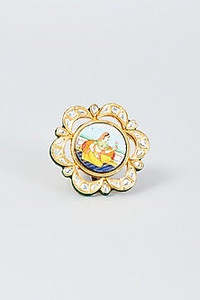 Gold Finish Kundan Polki Ring