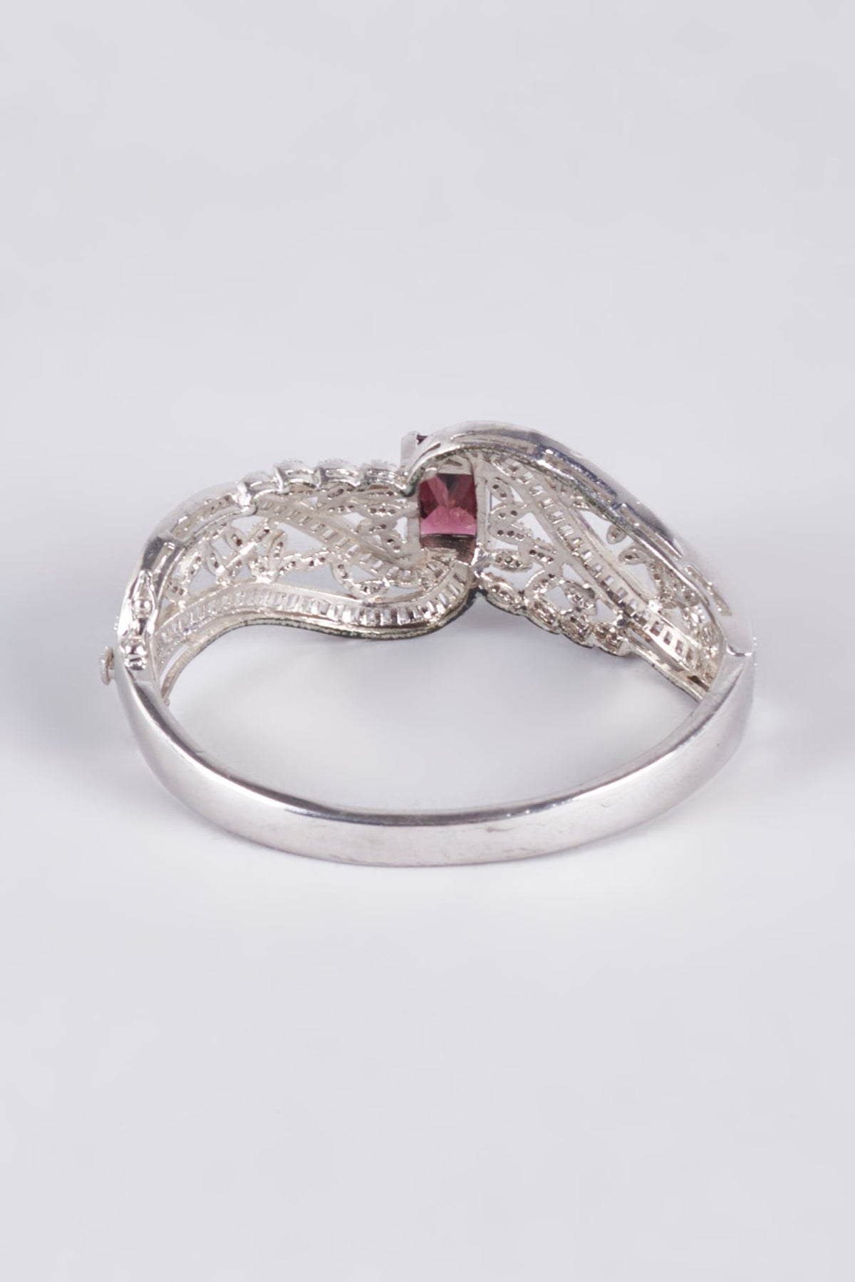 White Finish Zircon & Purple Stone Kada