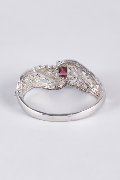 White Finish Zircon & Purple Stone Kada