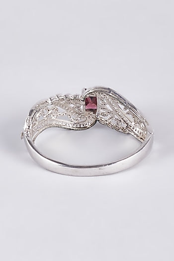 White Finish Zircon & Purple Stone Kada