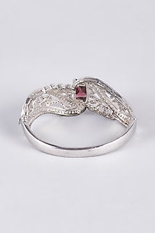 White Finish Zircon & Purple Stone Kada