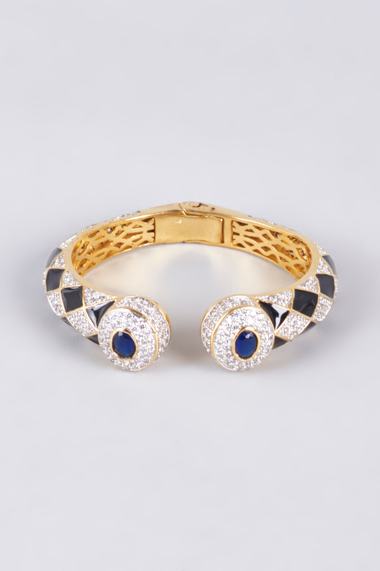Two-Tone Finish Black Synthetic Stone Enameled Kada