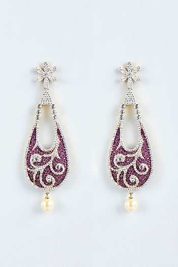 Two-Tone Finish Pink Zircon Dangler Earrings