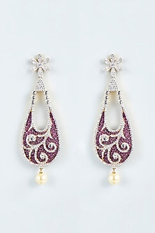 Two-Tone Finish Pink Zircon Dangler Earrings