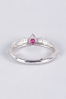 White Finish Ruby Synthetic Stone Enameled Kada