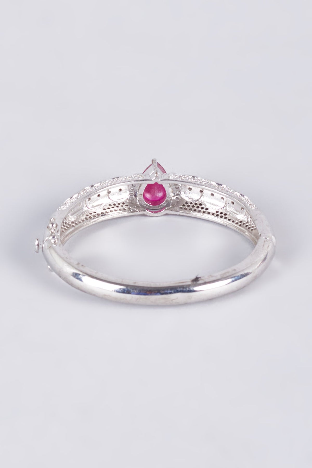 White Finish Ruby Synthetic Stone Enameled Kada