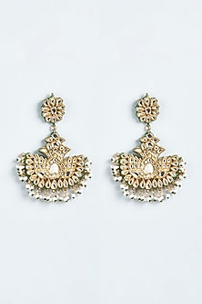 Gold Finish Kundan Polki Dangler Earrings