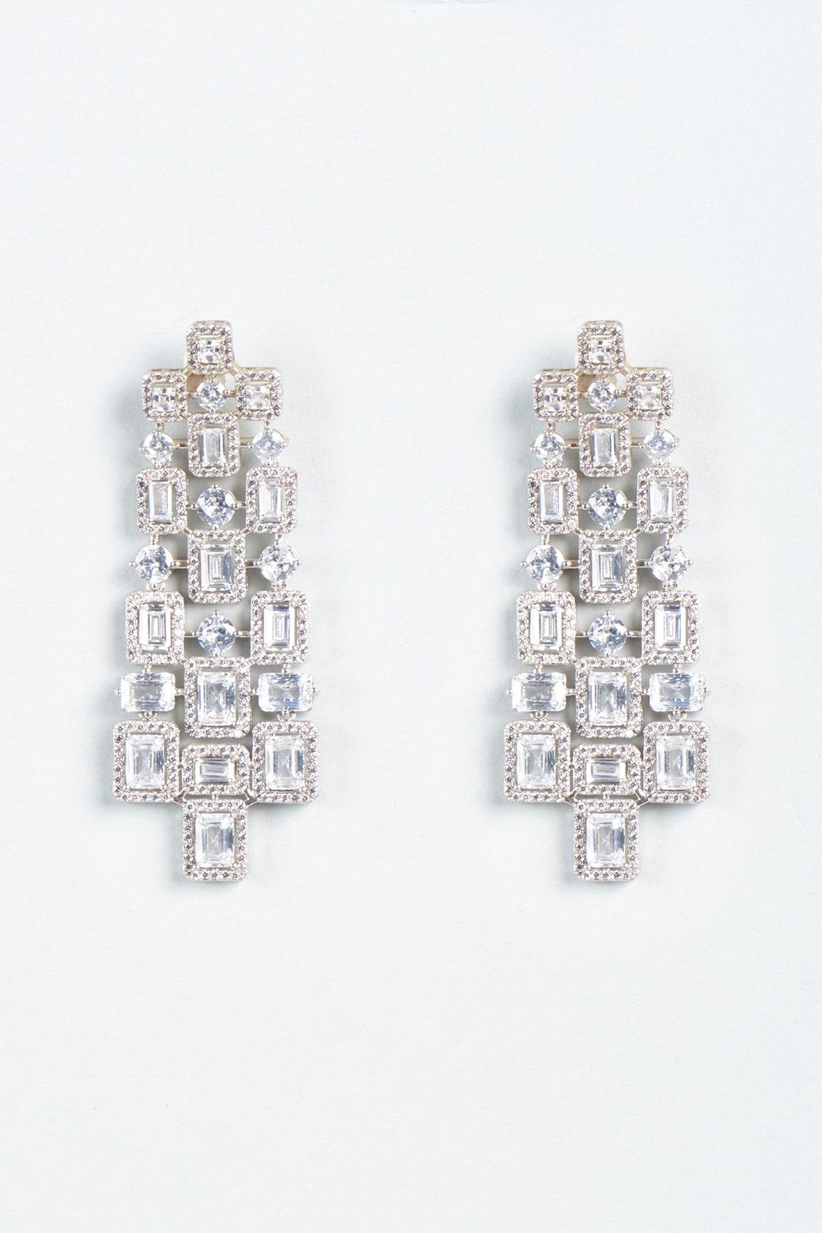 White Finish Zircon Dangler Earrings