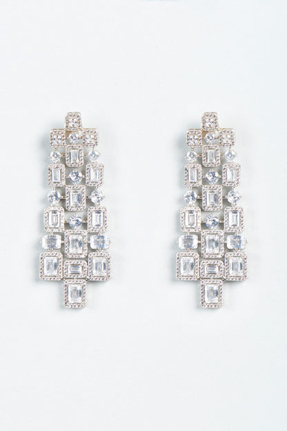 White Finish Zircon Dangler Earrings