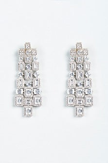 White Finish Zircon Dangler Earrings