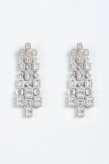 White Finish Zircon Dangler Earrings