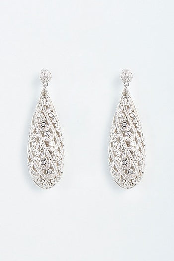White Finish Zircons Dangler Earrings