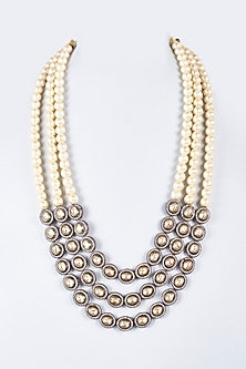 Two-Tone Finish Pearl & Semi-Precious Stone Mala