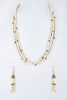 White Pearl & Semi-Precious Stones Mala Set