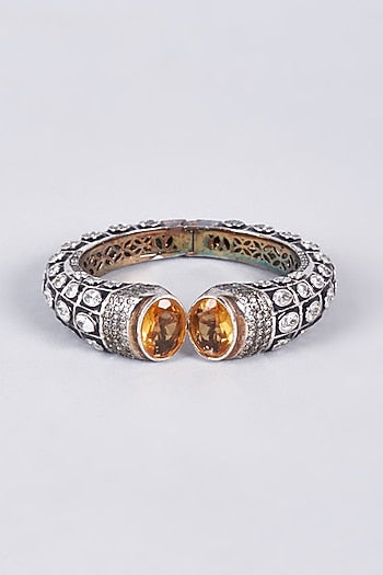 Black Rhodium Finish Champagne Zircon Kada
