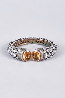 Black Rhodium Finish Champagne Zircon Kada