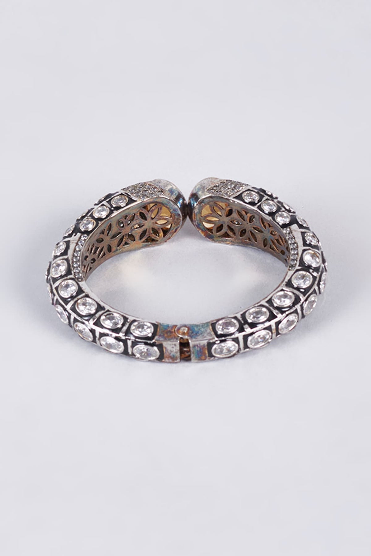 Black Rhodium Finish Champagne Zircon Kada