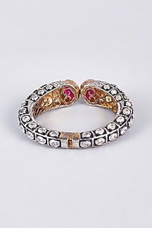 Black Rhodium Finish Red & White Zircon Kada