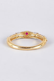 Two-Tone Finish Zircon & Red Stone Kada