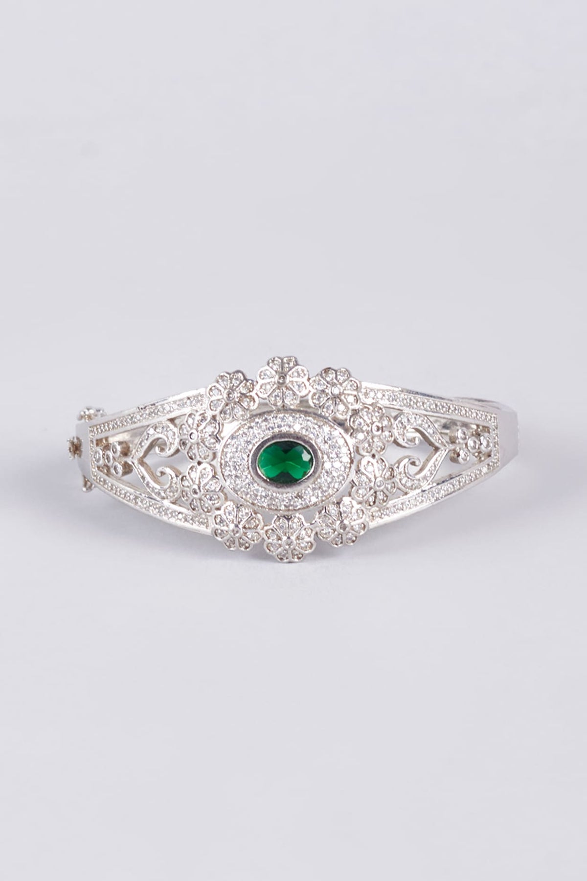 White Finish Green Zircon Kada