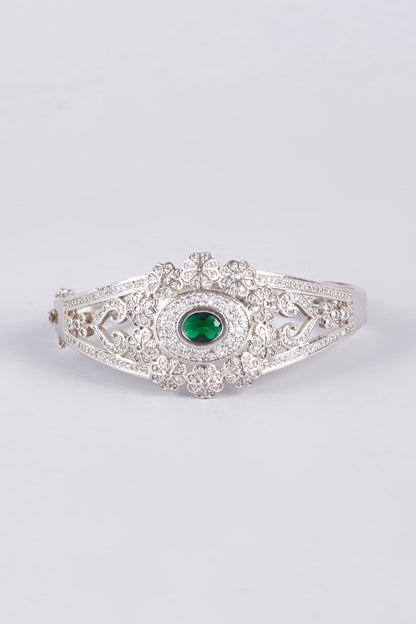 White Finish Green Zircon Kada