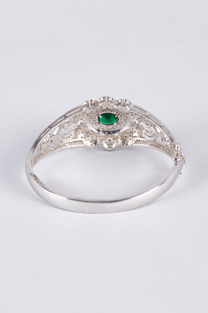 White Finish Green Zircon Kada