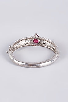 White Finish Zircon Blue Enameled Kada