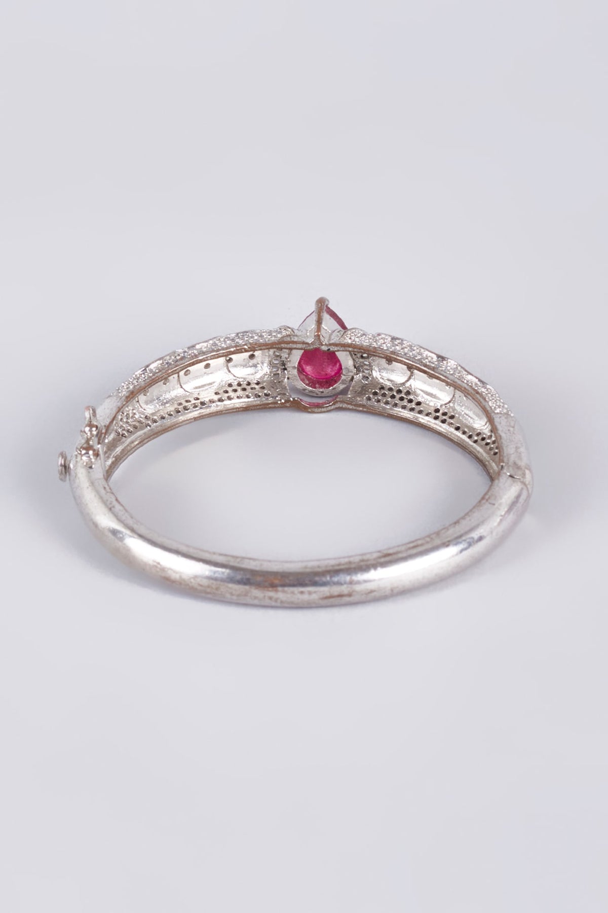 White Finish Zircon Blue Enameled Kada