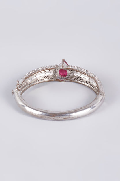 White Finish Zircon Blue Enameled Kada
