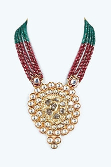 Gold Finish Semi-Precious Stone & Kundan Polki Mala
