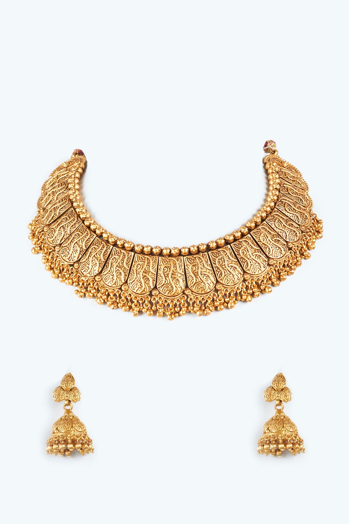 Gold Finish Temple Necklace Set