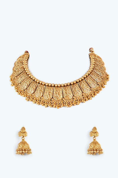 Gold Finish Temple Necklace Set