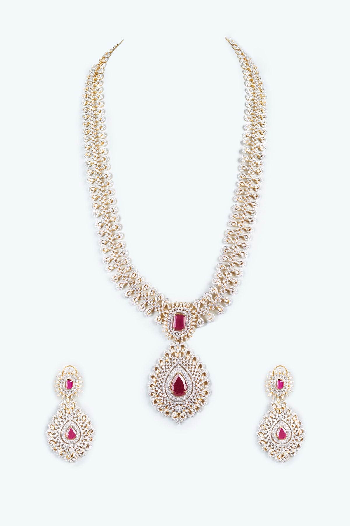 Two Tone Finish Zircons Necklace