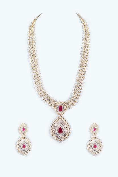 Two Tone Finish Zircons Necklace