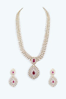 Two Tone Finish Zircons Necklace