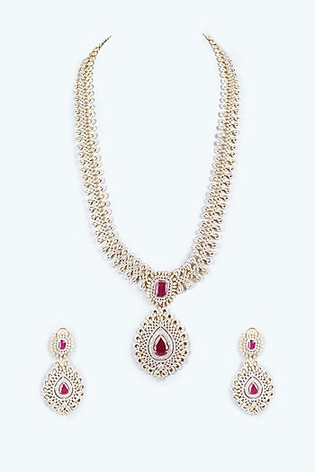 Two Tone Finish Zircons Necklace