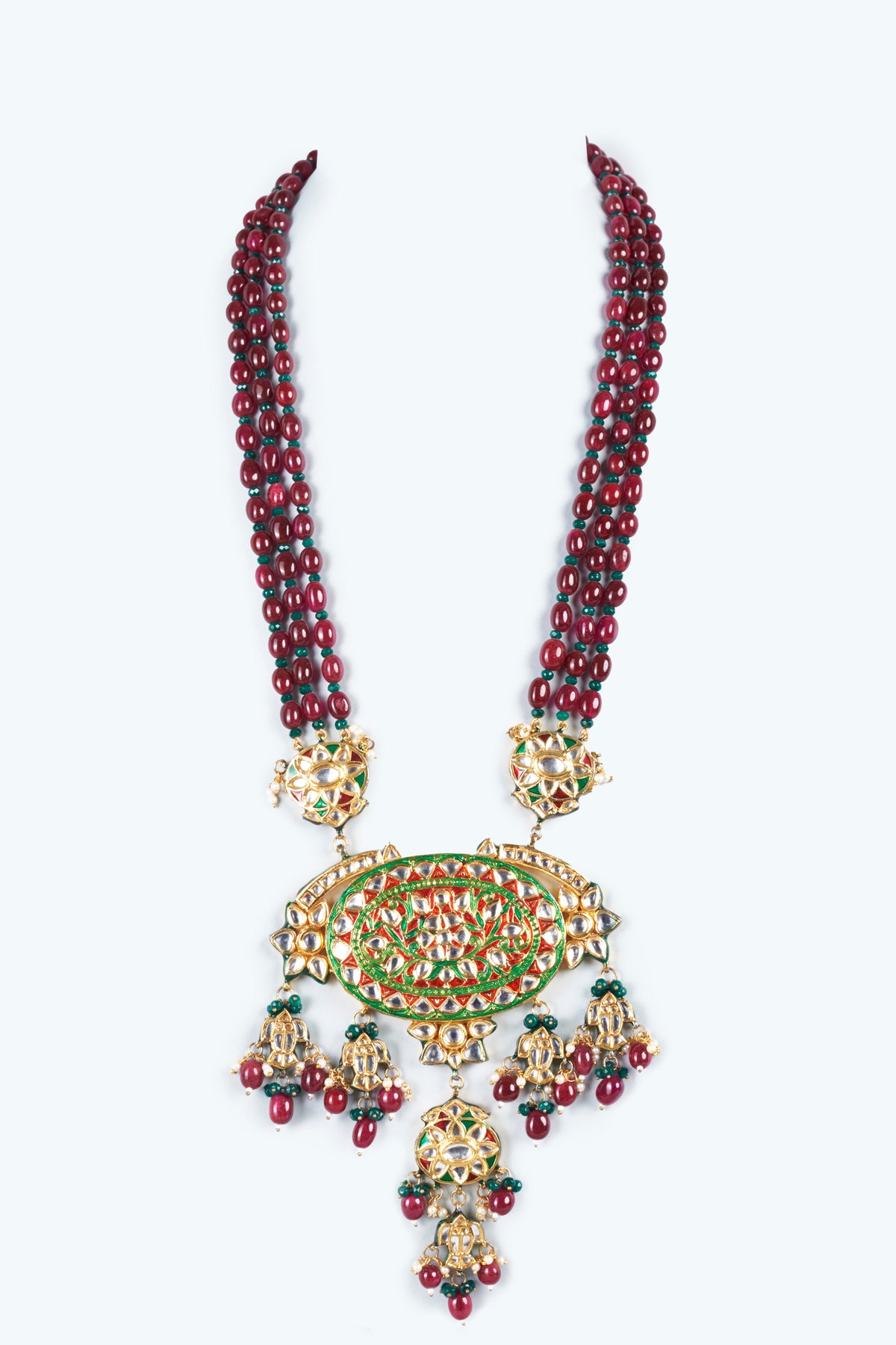 Red Semi-Precious Stone & Beaded Necklace