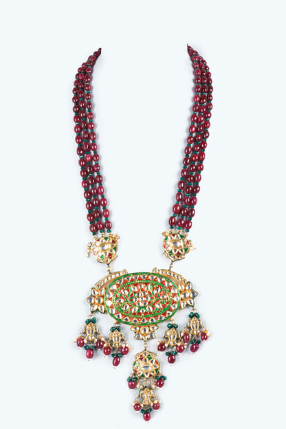 Red Semi-Precious Stone & Beaded Necklace