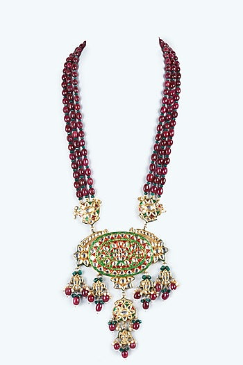 Red Semi-Precious Stone & Beaded Necklace