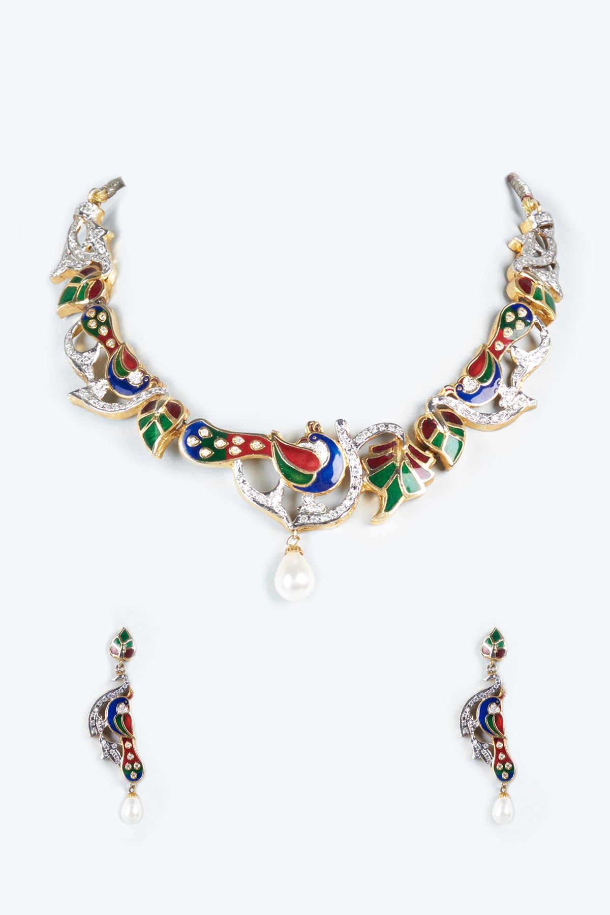 Two Tone Finish Zircons Necklace